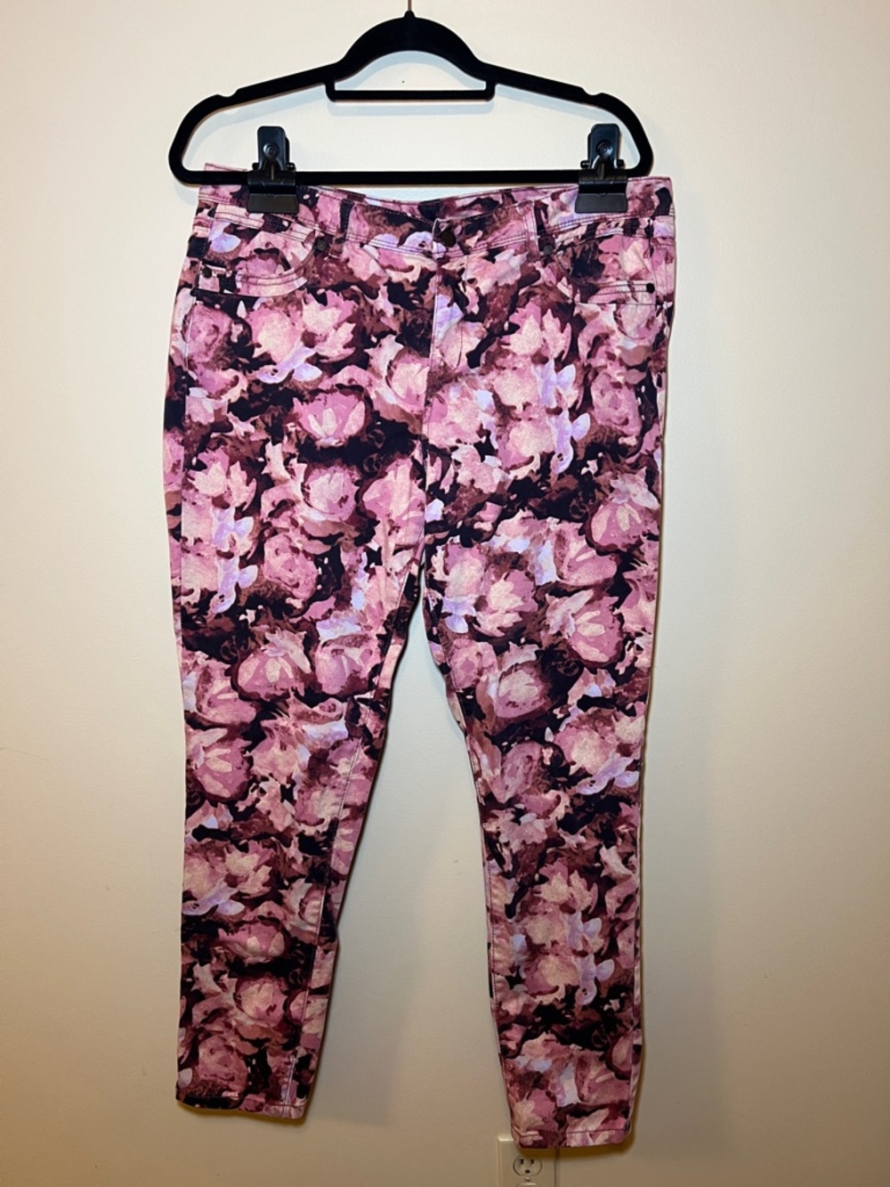 Simply Vera Vera Wang Pink Floral Skinny Jeans Women’s Size 14